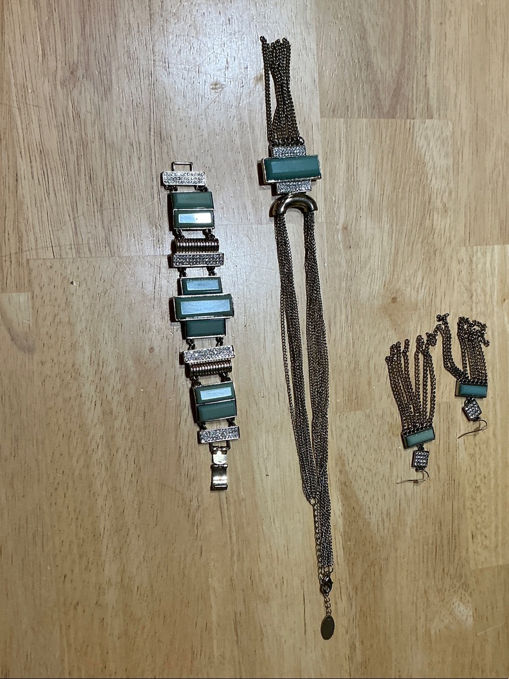 Nicole by Nicole Miller Green and Gold Statement Jewelry Set